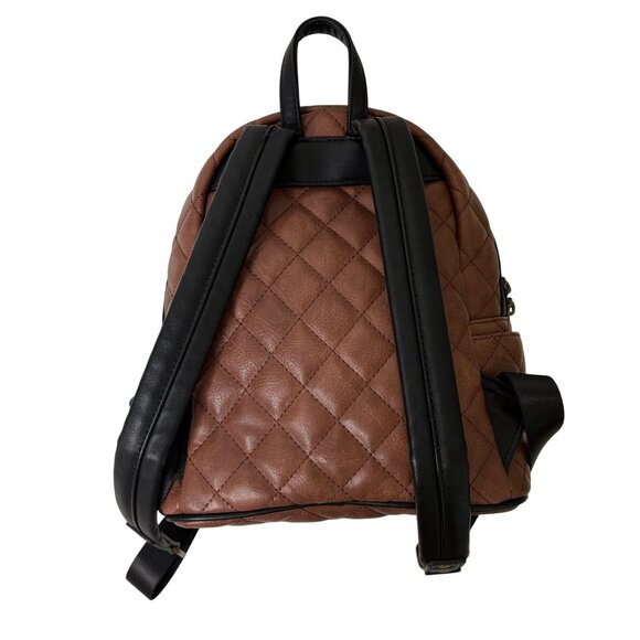 Loungefly Harry Potter Hogwarts Crest Quilted Brown Mini Backpack With Keychain - Picture 10 of 11